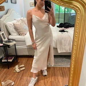 Zara satin slip dress with buttons